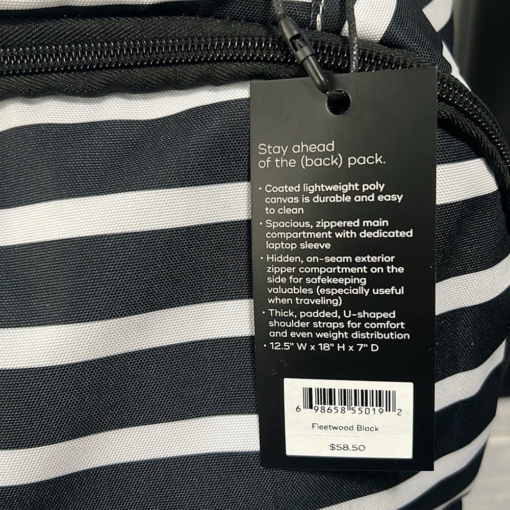 Scout Black and White Striped Backpack - Picture 6 of 8